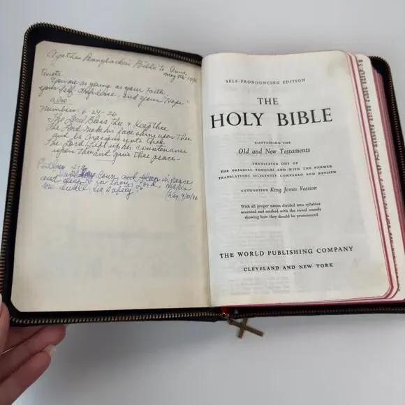 Vintage 1960s Holy Bible Concordance KJV Cross Zip-Around Leather Binding - Picture 10 of 13